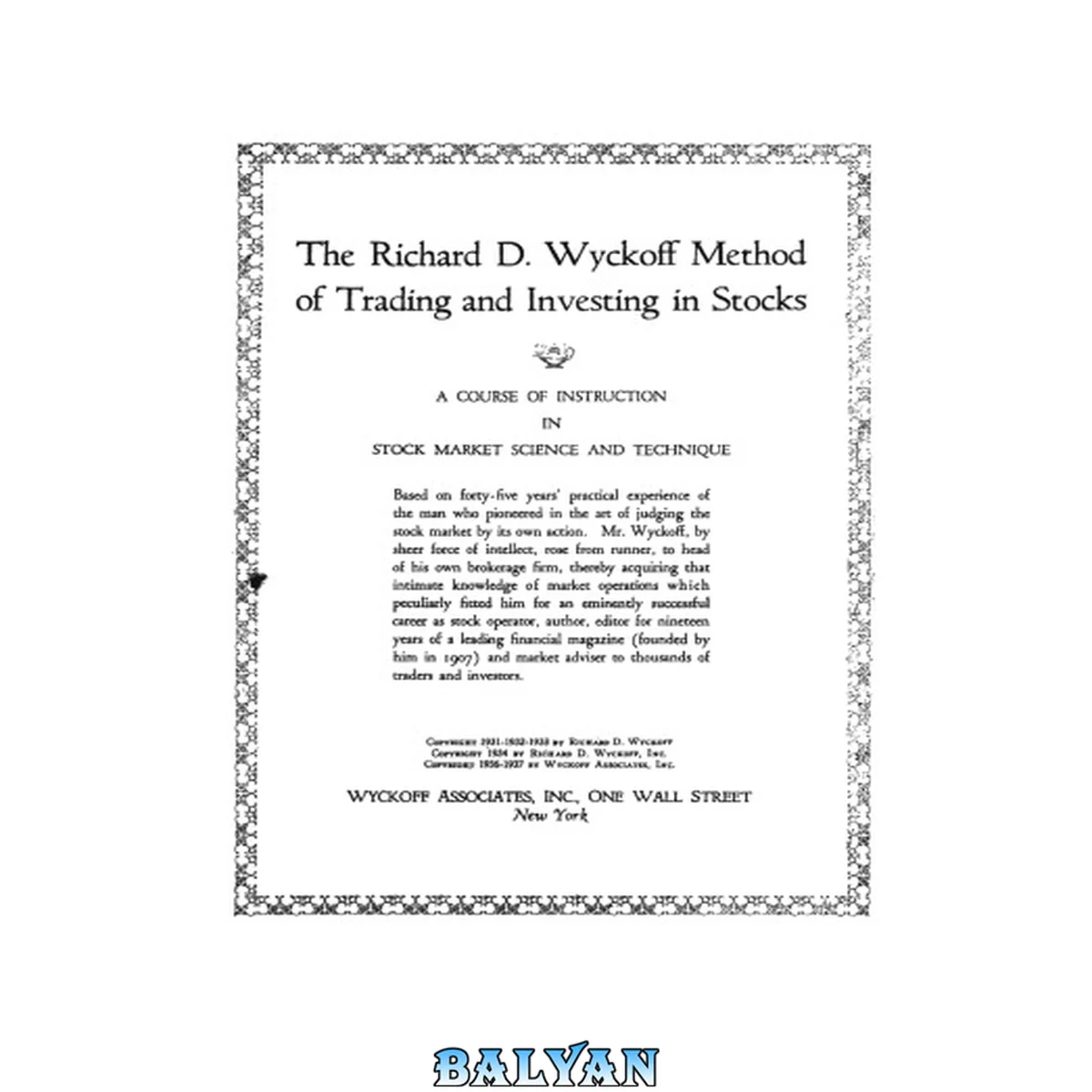 جلد کتاب The Richard D.Wyckoff Method of Trading and Investing in Stocks