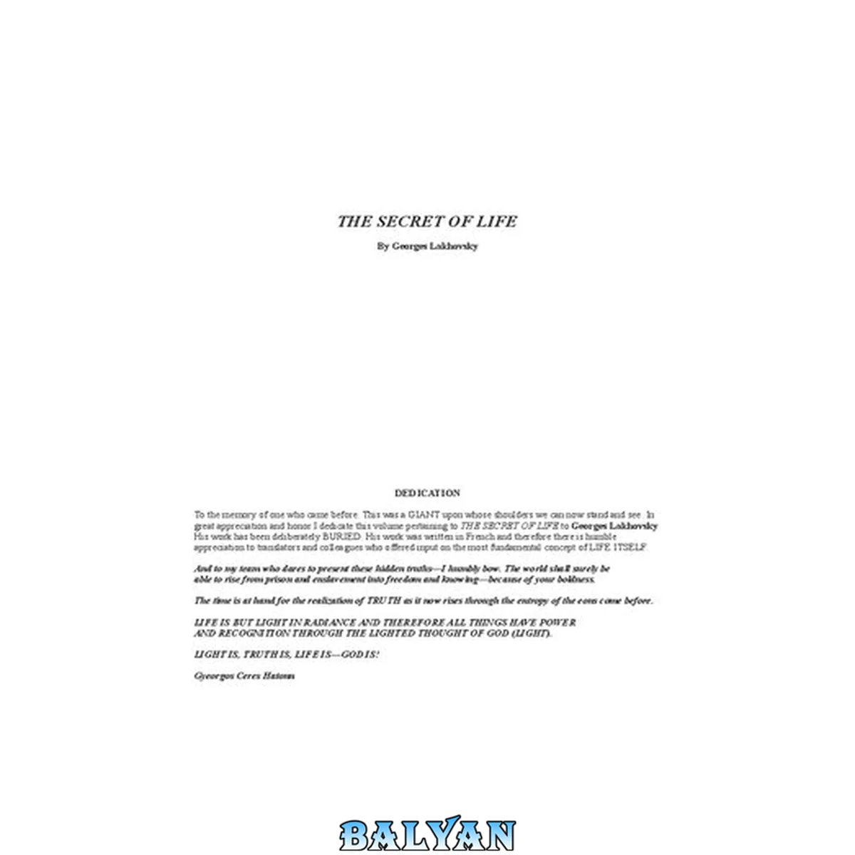 جلد کتاب The Secret of Life. Cosmic Rays and Radiations of Living Beings