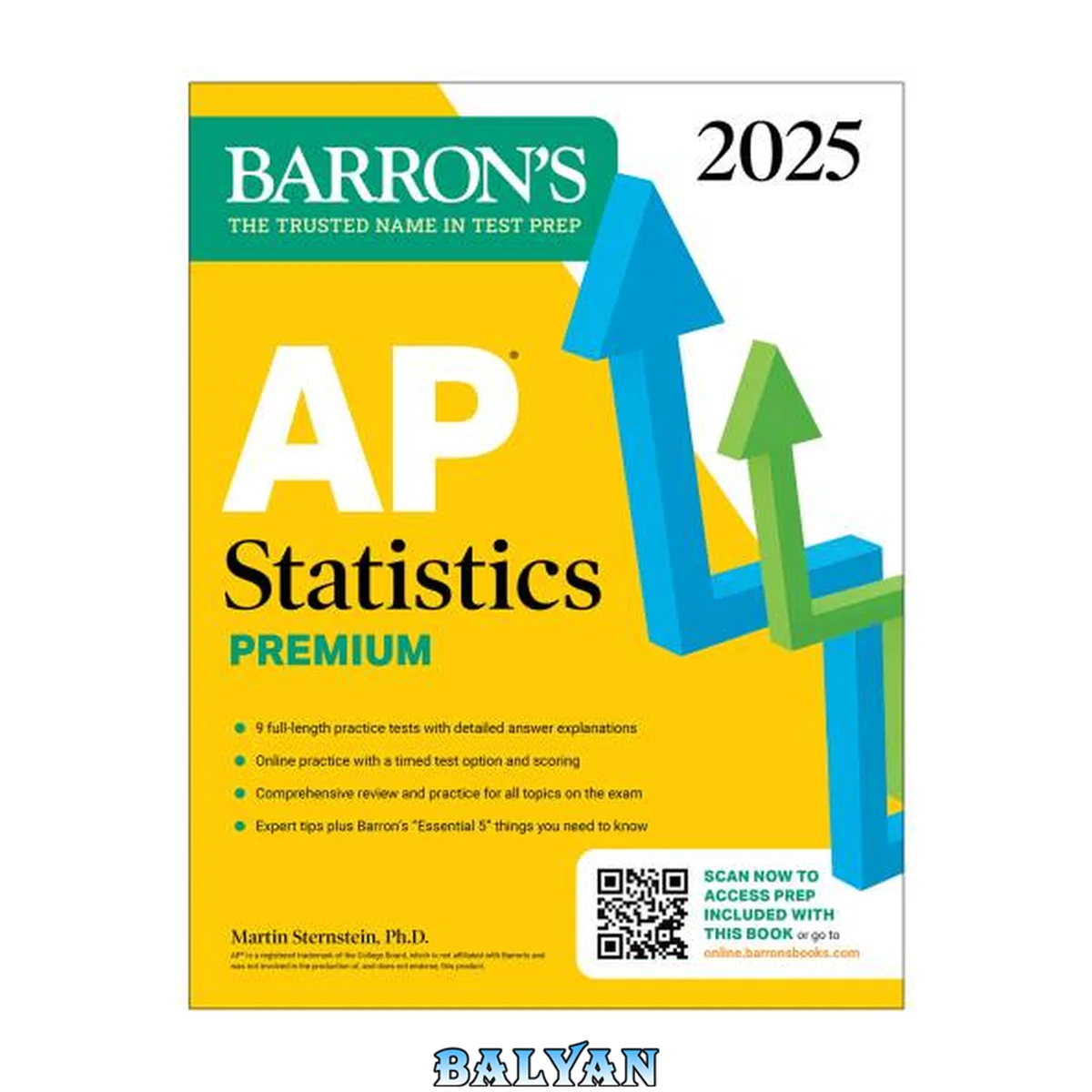 جلد کتاب AP Statistics Premium, 2025: 9 Practice Tests + Comprehensive Review + Online Practice (Barron's AP Prep)
