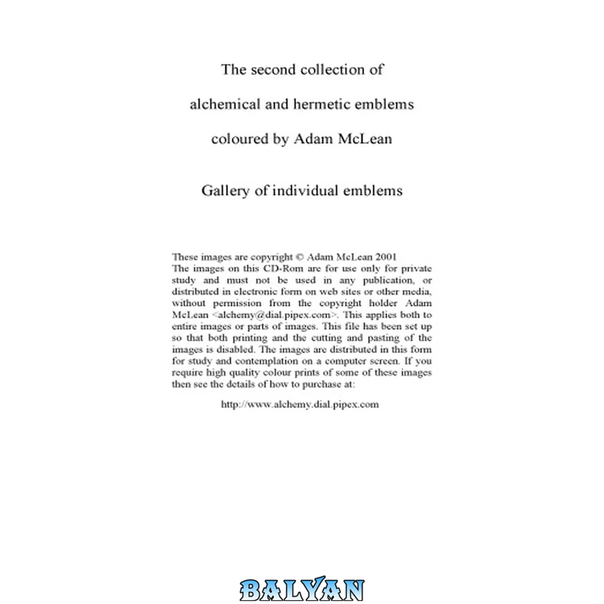 جلد کتاب The Second Collection of Alchemical and Hermetic Emblems