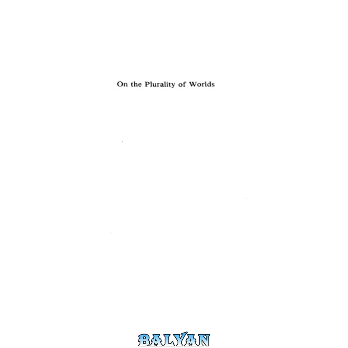 جلد کتاب On the Plurality of Worlds