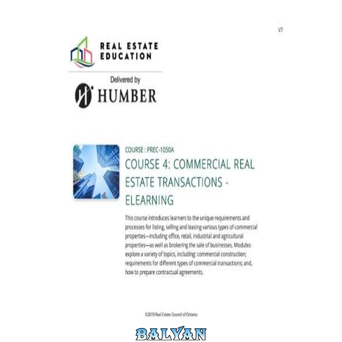جلد کتاب Course 4: Commercial Real Estate Transactions - Humber Real Estate Education