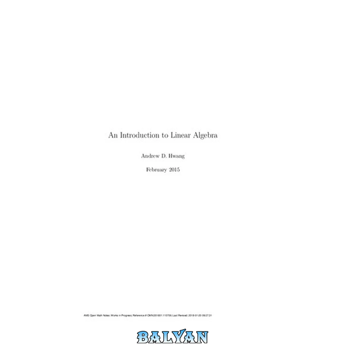 جلد کتاب An Introduction to Linear Algebra
