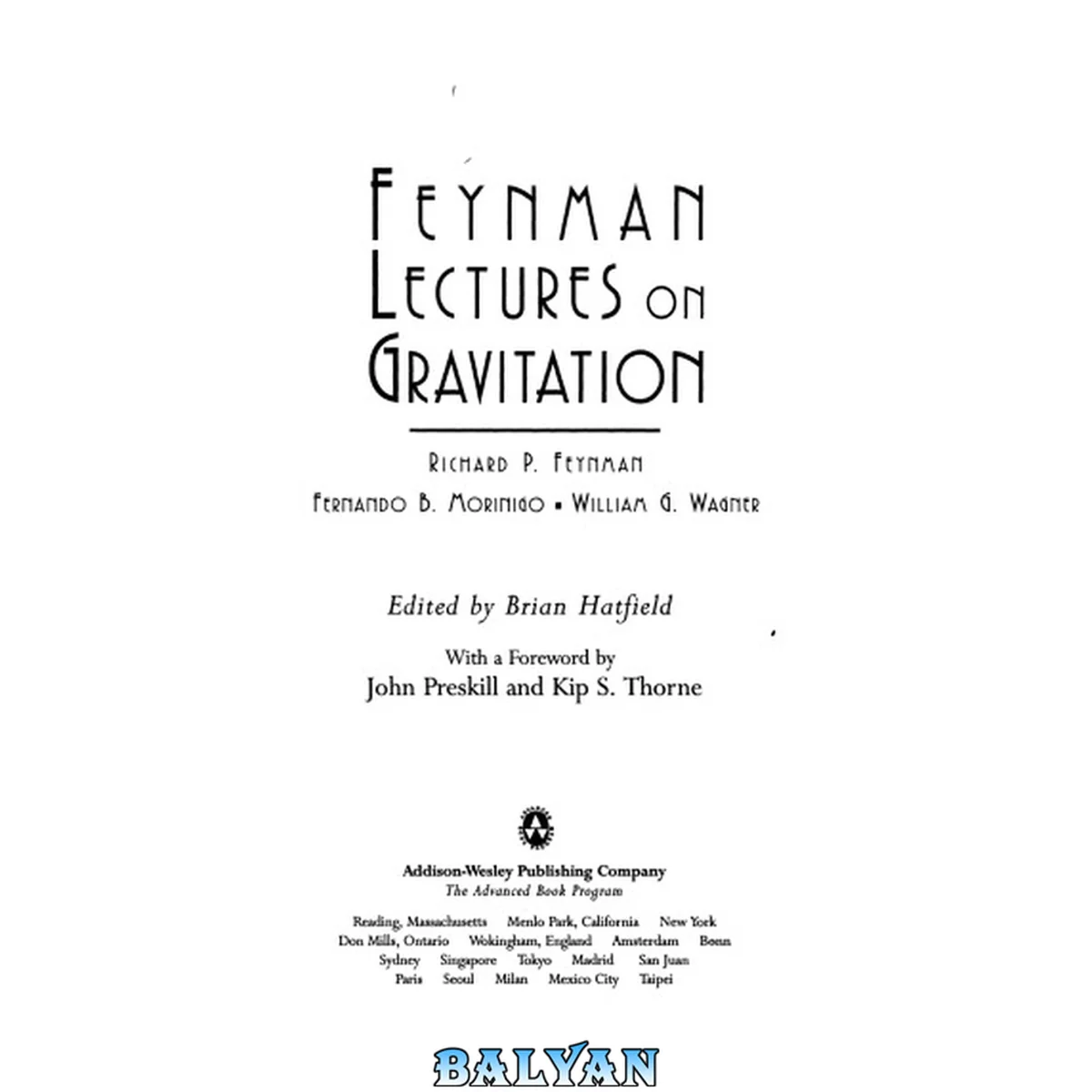 جلد کتاب Feynman Lectures on Gravitation