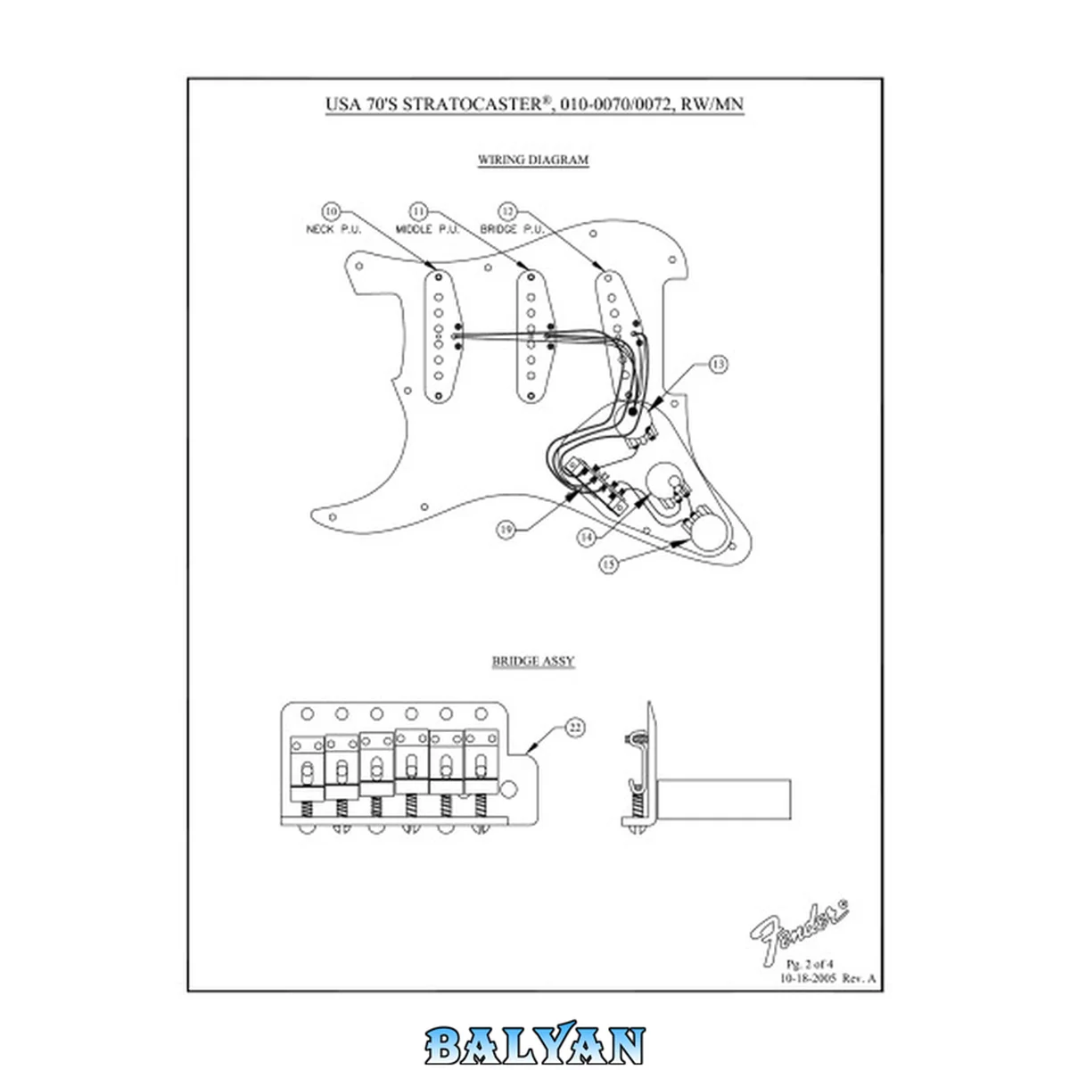 جلد کتاب Fender Guitar Stratocaster Wiring Diagram