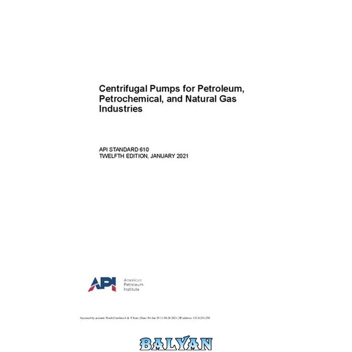 جلد کتاب API 610-2021 Centrifugal Pumps for Petroleum, Petrochemical and Natural Gas Industries