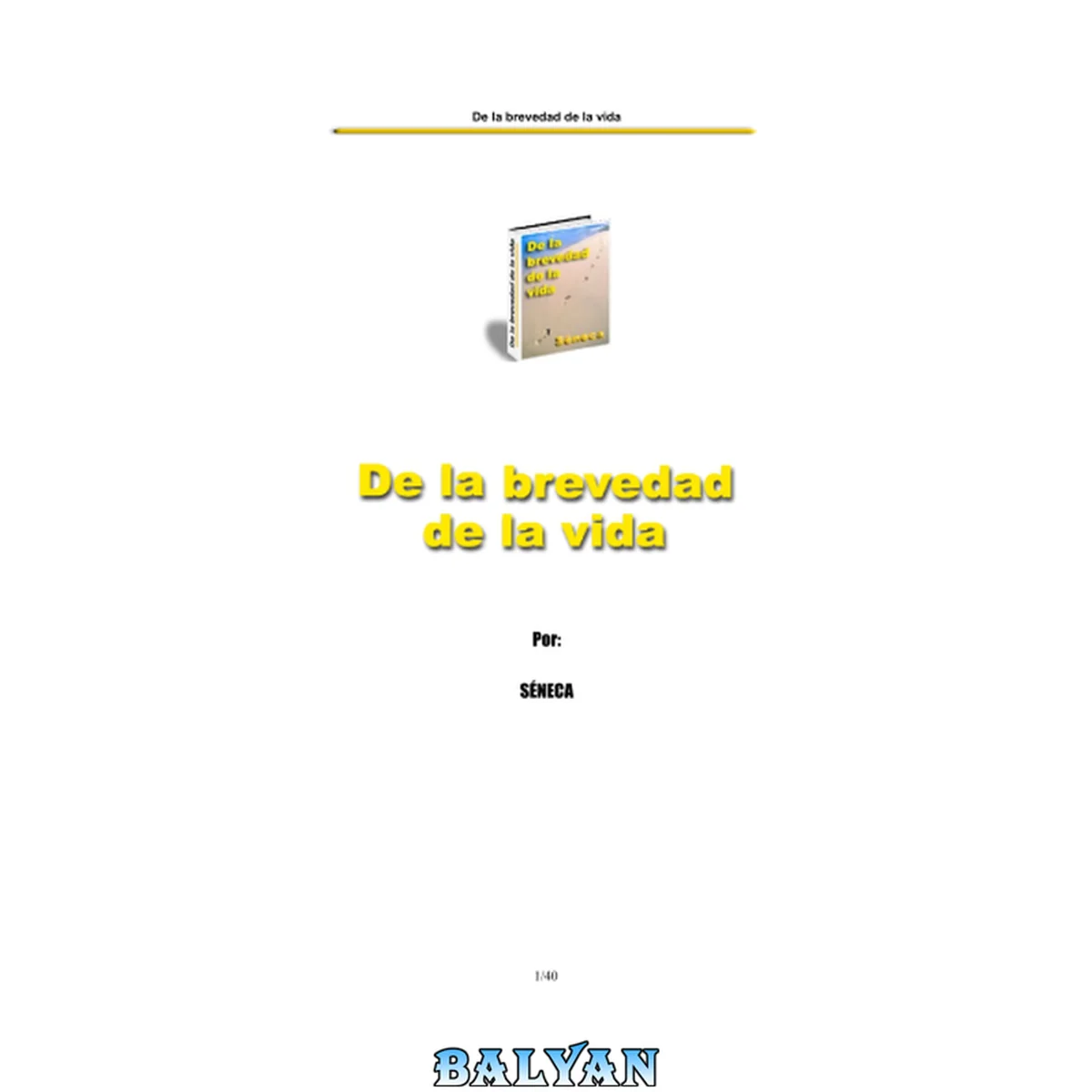 جلد کتاب De La Brevedad De La Vida