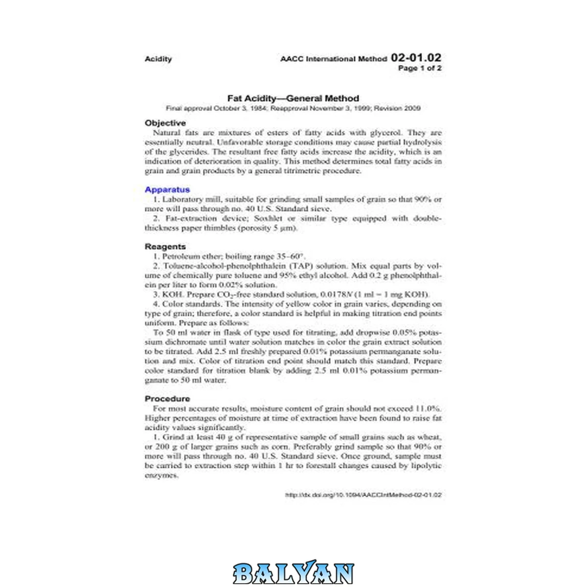 جلد کتاب Approved Methods of Analysis