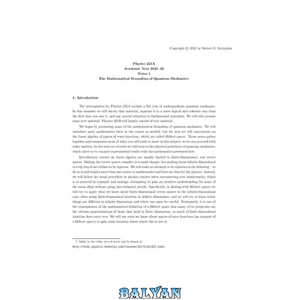 Quantum Mechanics Lecture Notes