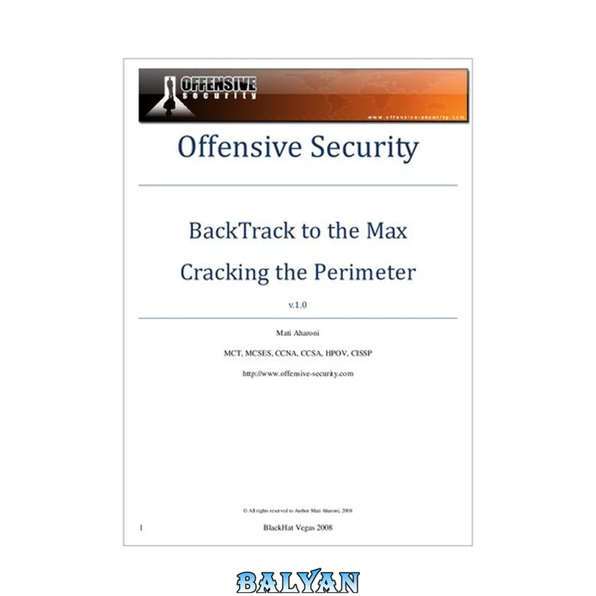 جلد کتاب Offensive Security - BackTrack to the Max Cracking the Perimeter V