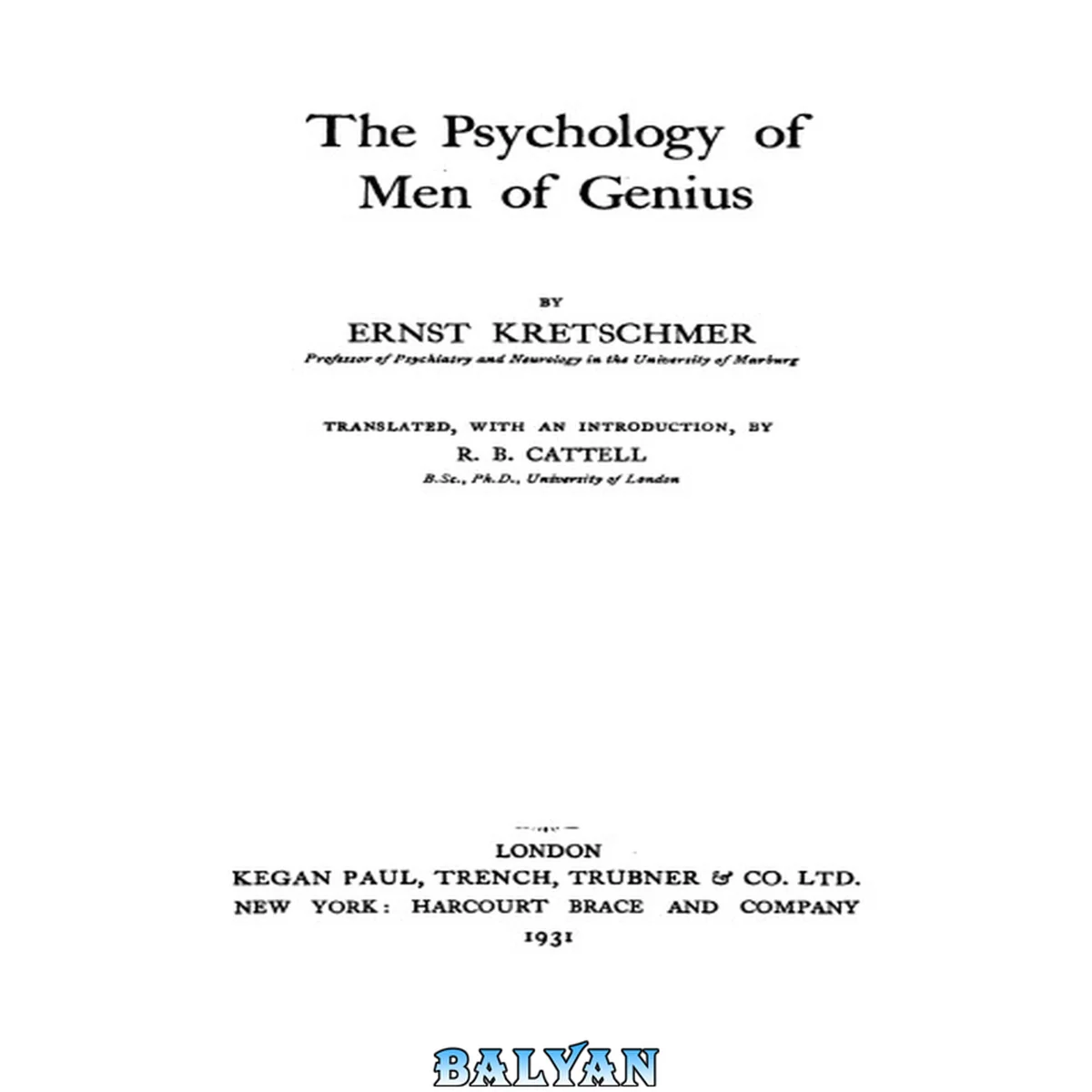 جلد کتاب The Psychology of Men of Genius