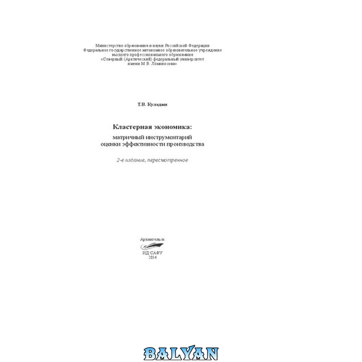 جلد کتاب Кластерная экономика: матричный инструментарий оценки эффективности производства: монография