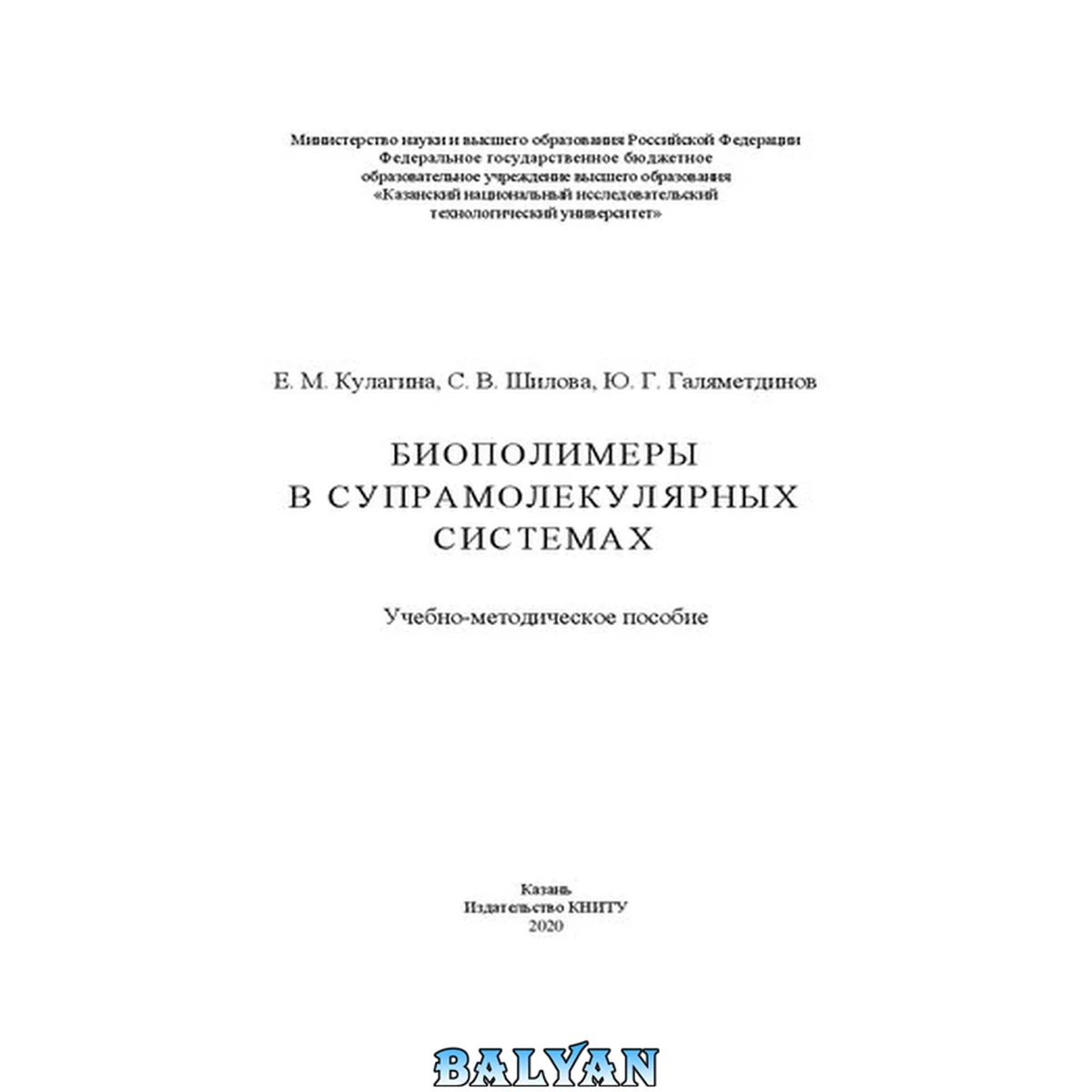 جلد کتاب Биополимеры в супрамолекулярных системах: учебно-методическое пособие