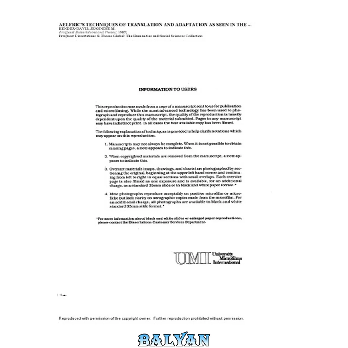 جلد کتاب Aelfric’s techniques of translation and adaptation as seen in the composition of his Old English Latin grammar [thesis]