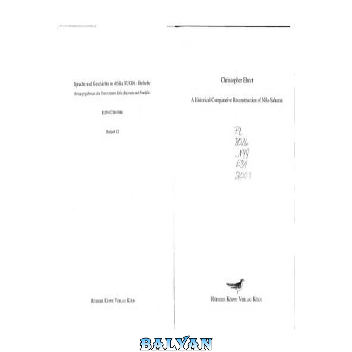 جلد کتاب A Historical-Comparative Reconstruction of Nilo-Saharan (SUGIA Sprache und Geschichte in Afrika Supplements vol. 12)