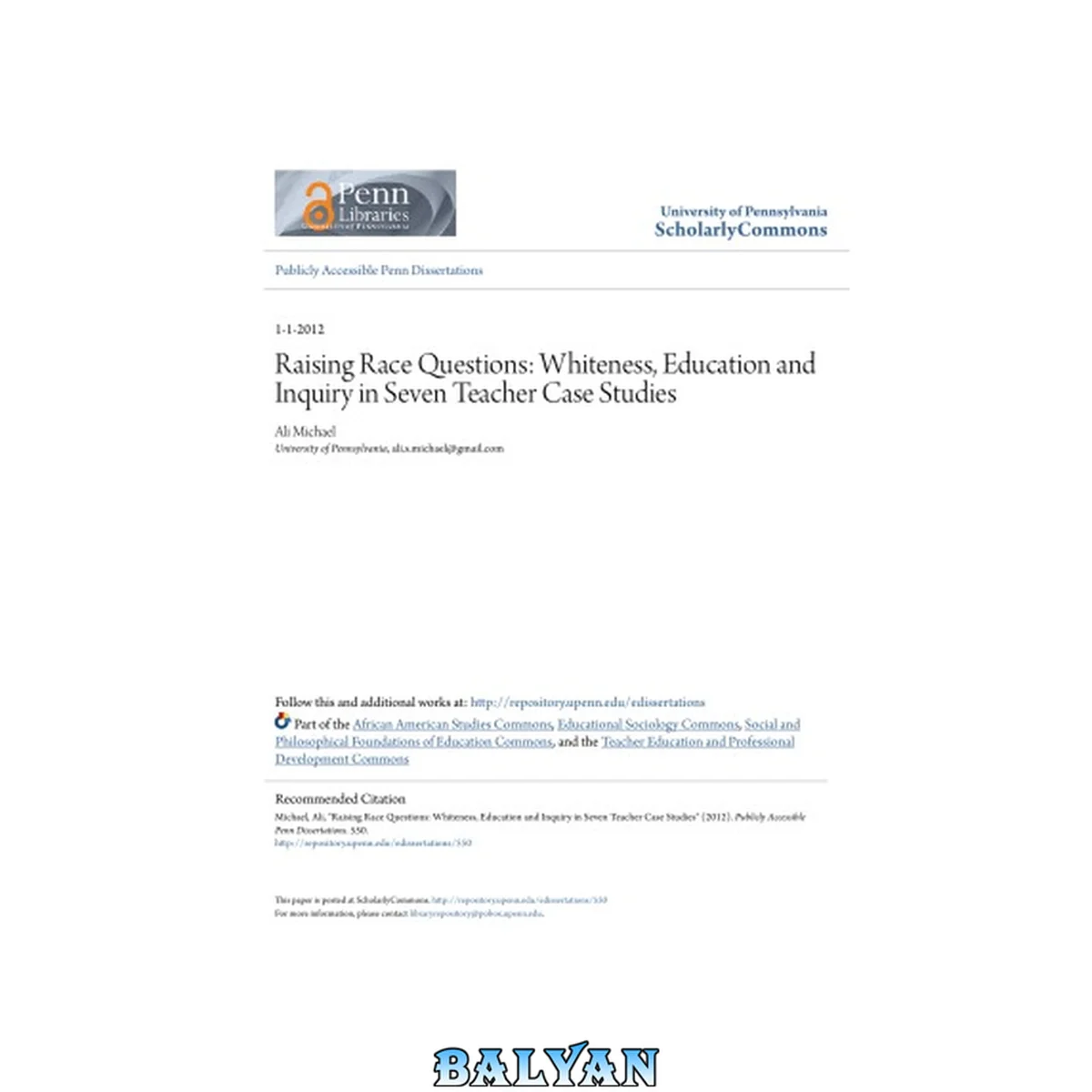 جلد کتاب Raising Race Questions: Whiteness, Education and Inquiry in Seven Teacher Case Studies