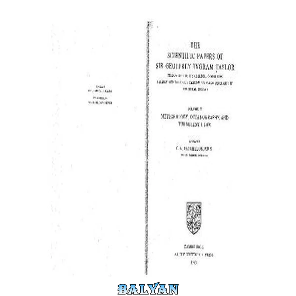 جلد کتاب The Scientific Papers of Sir Geoffrey Ingram Taylor (Meteorology, Oceanography and Turbulent Flow) Volume 2