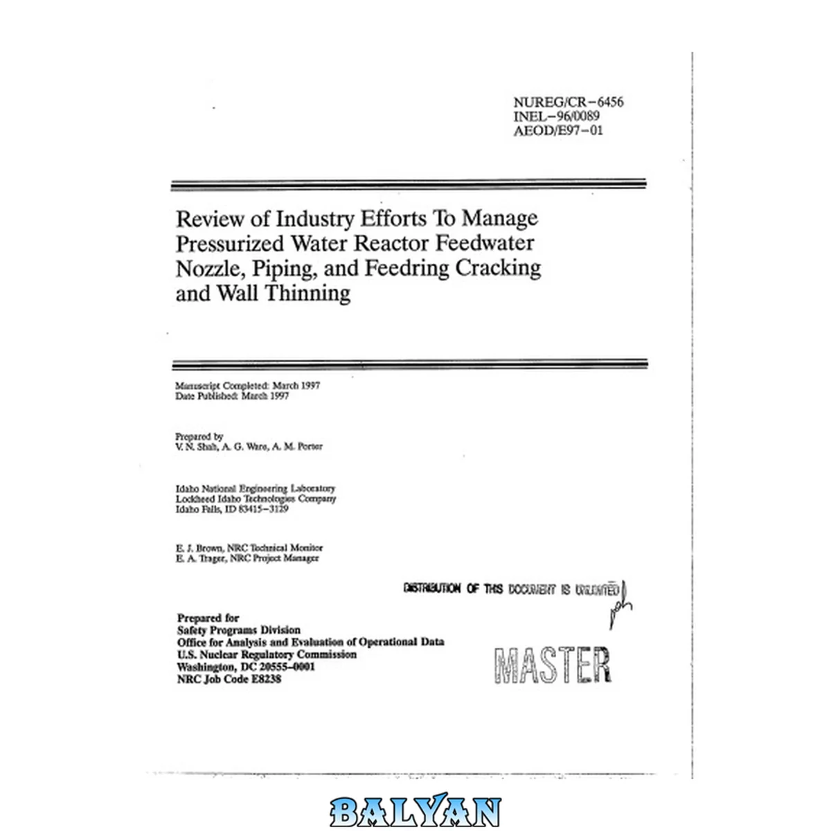 جلد کتاب Review of industry efforts to manage pressurized water reactor feedwater nozzle, piping, and feedring cracking and wall thinning