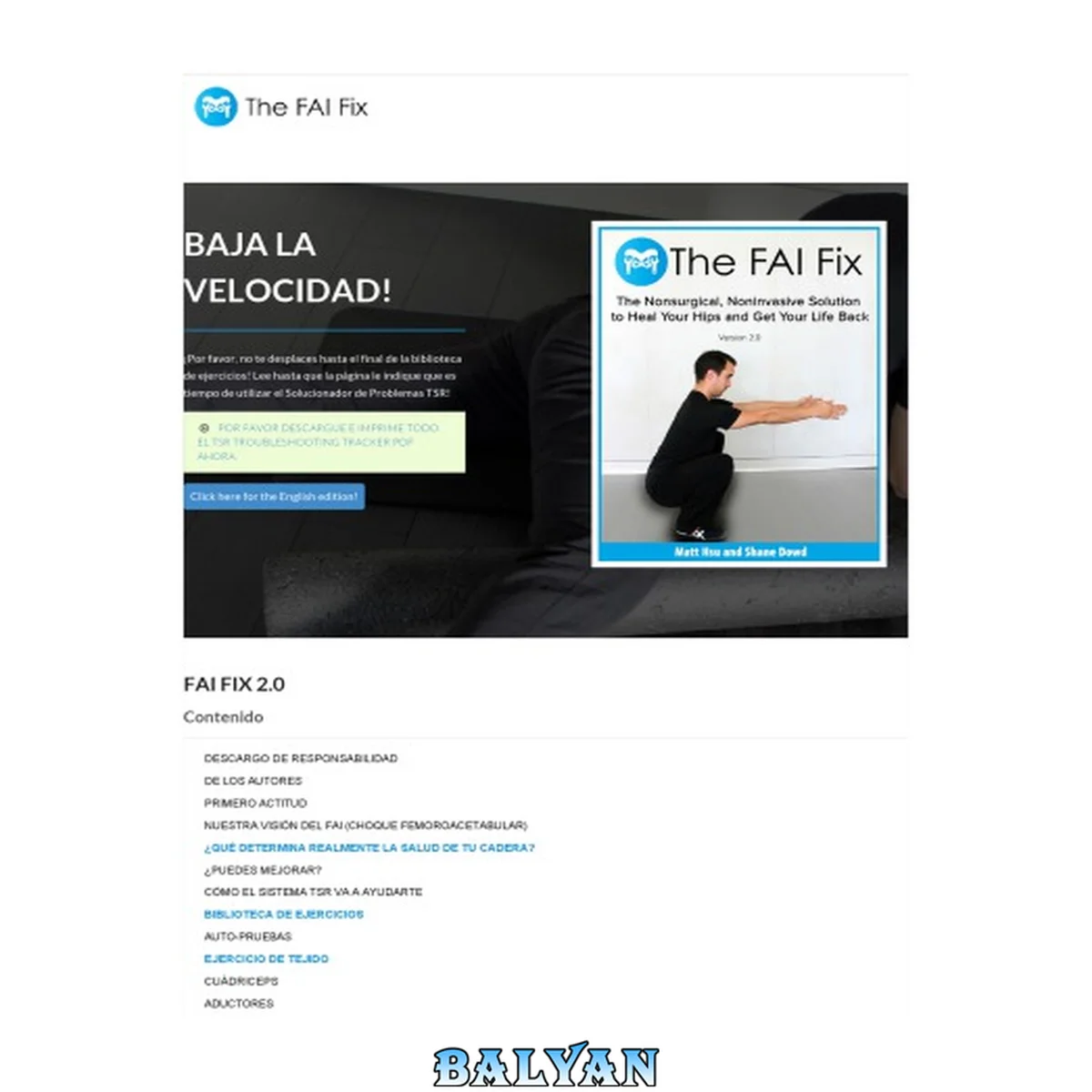 جلد کتاب The FAI Fix -  La No Quirúrjica, No Invasiva Solución Para Curar tu Cadera y Recuperar tu Vida.