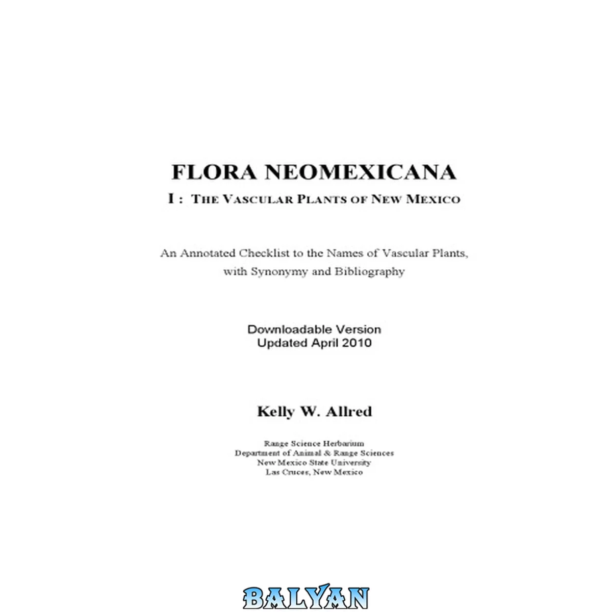 جلد کتاب Flora Neomexicana: The Vascular Plants of New Mexico 1
