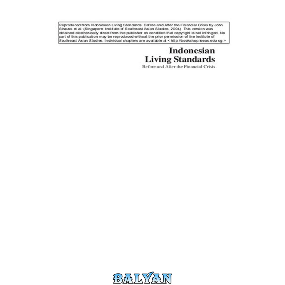 جلد کتاب Indonesdian Living Standards Before and after the Financial Crisis: Evidence from the Indonesia Family Life Survey