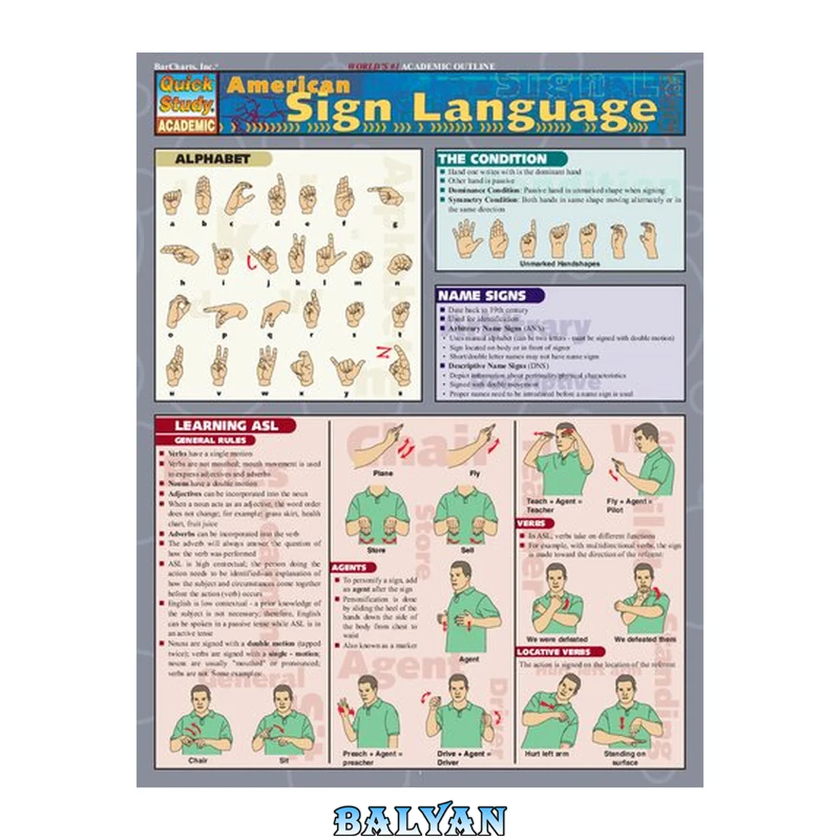 جلد کتاب American Sign Language - BarCharts QuickStudy Guides