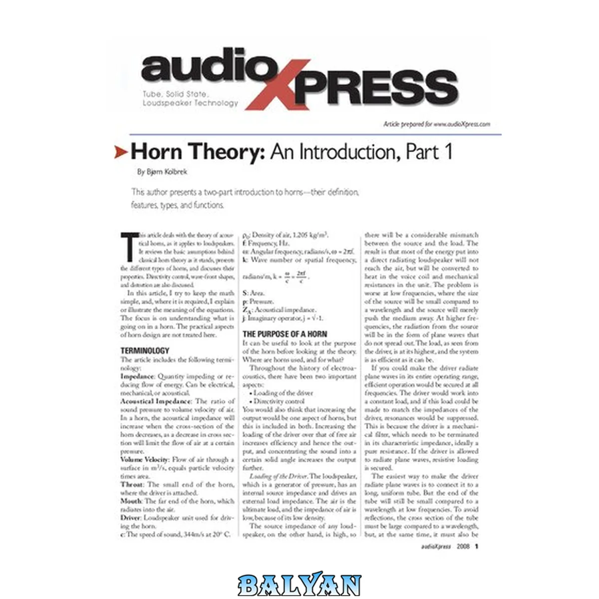 جلد کتاب Horn Speaker Design , Horn Loudspeaker Design , Horn Design Theory