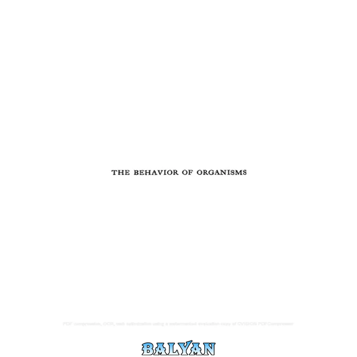 جلد کتاب The Behavior of Organisms