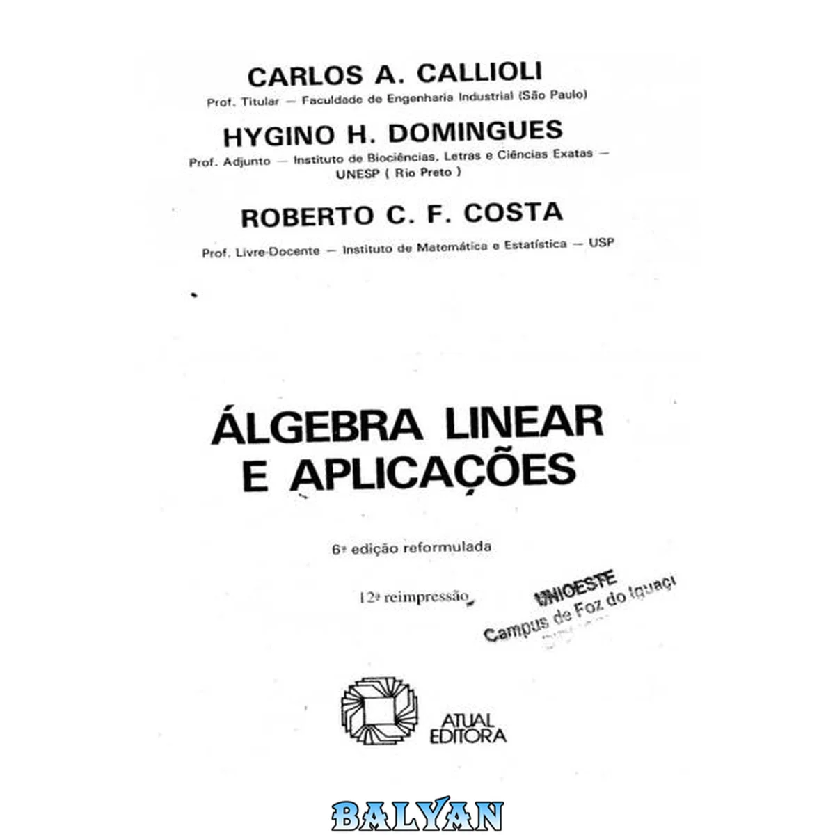 جلد کتاب Álgebra linear e Aplicações