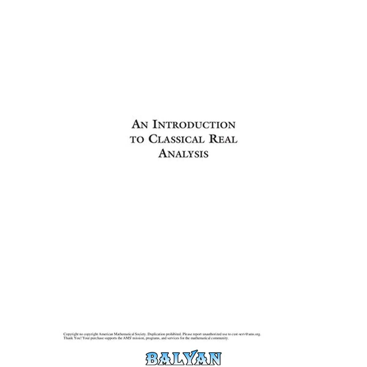جلد کتاب An Introduction to Classical Real Analysis (AMS Chelsea Publishing)