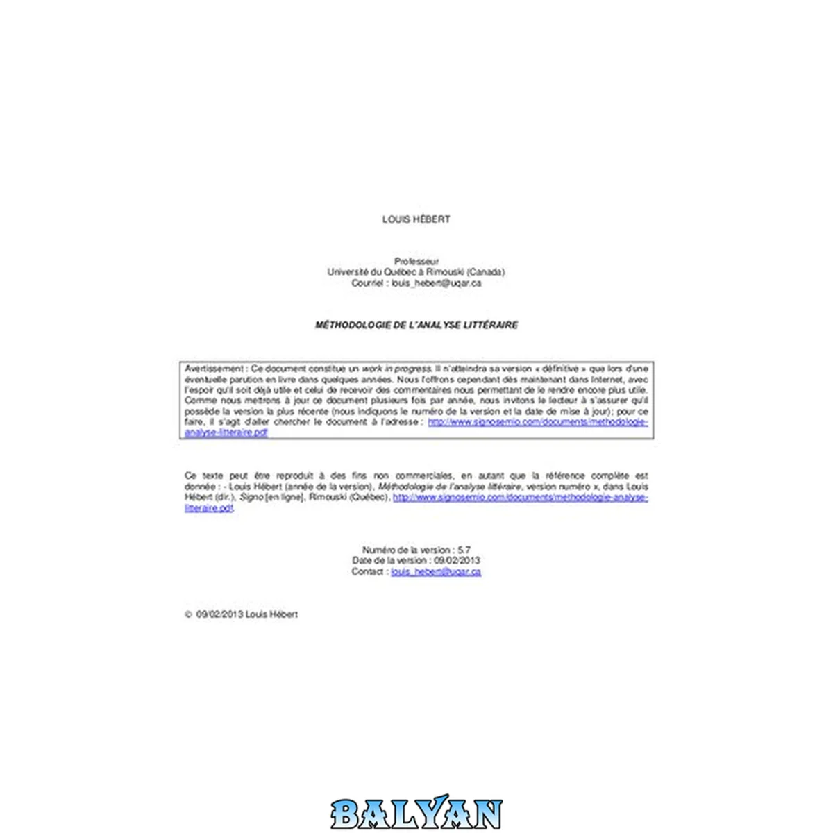 جلد کتاب Méthodologie de l'analyse littéraire