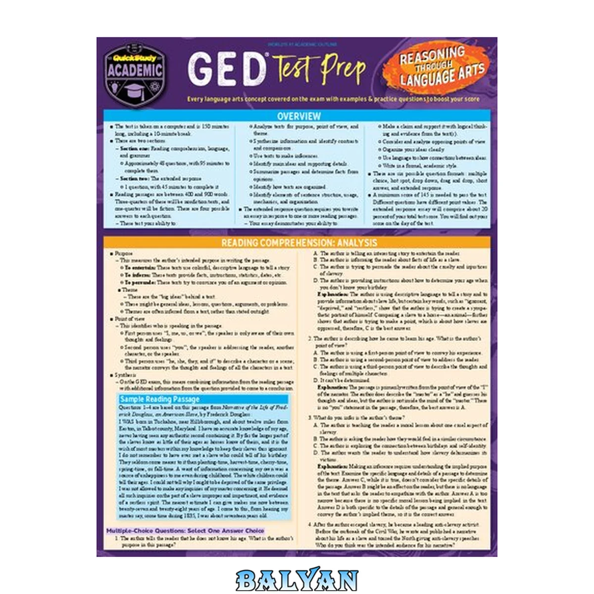 جلد کتاب GED Test Prep: Reasoning Through Language Arts Reference Guide (QuickStudy Academic)
