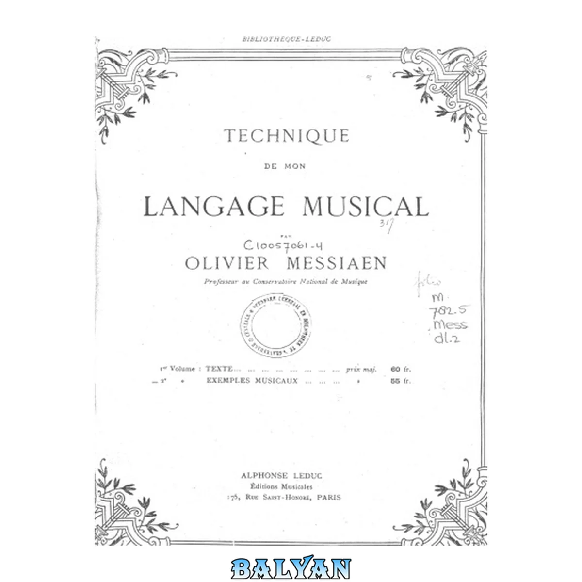جلد کتاب Technique de mon langage musical
