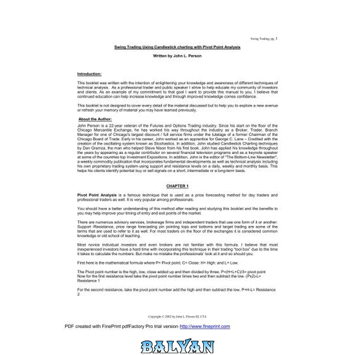 جلد کتاب Microsoft Word - Swing Trading Using Candlestick charting with Pivot Point –
