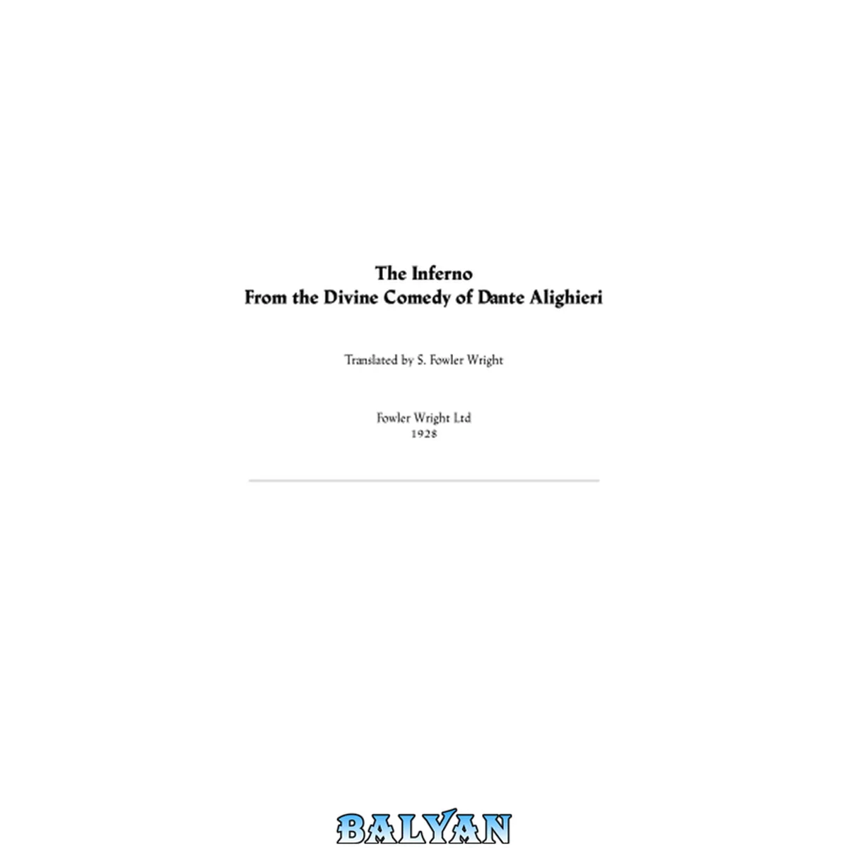 جلد کتاب Divine Comedy, translated Fowler Wright