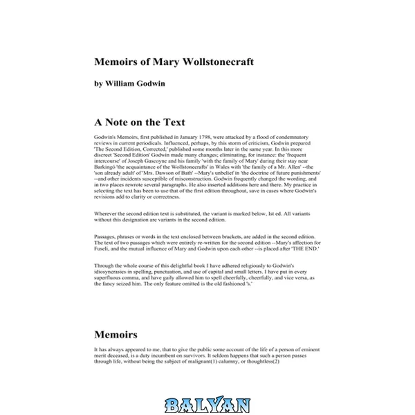 Memoirs of Mary Wollstonecraft