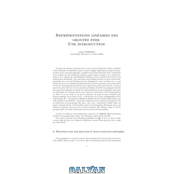 Représentations linéaires des groupes finis: Une introduction [lecture notes]