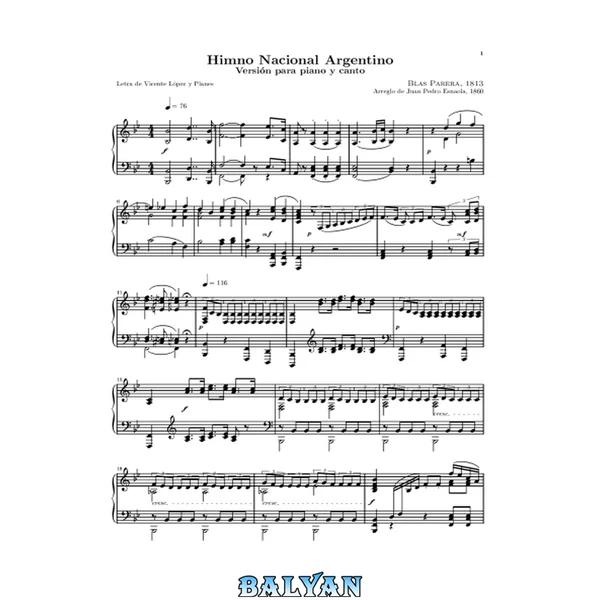 Himno Nacional Argentino - Partitura Para Piano Y Voz
