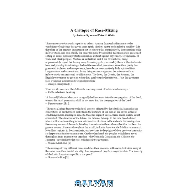 A Critique Of Race-mixing