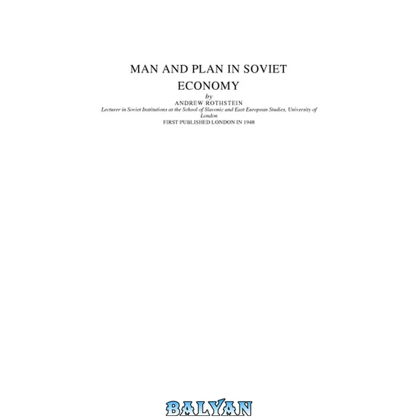 Man and Plan in Soviet Economy