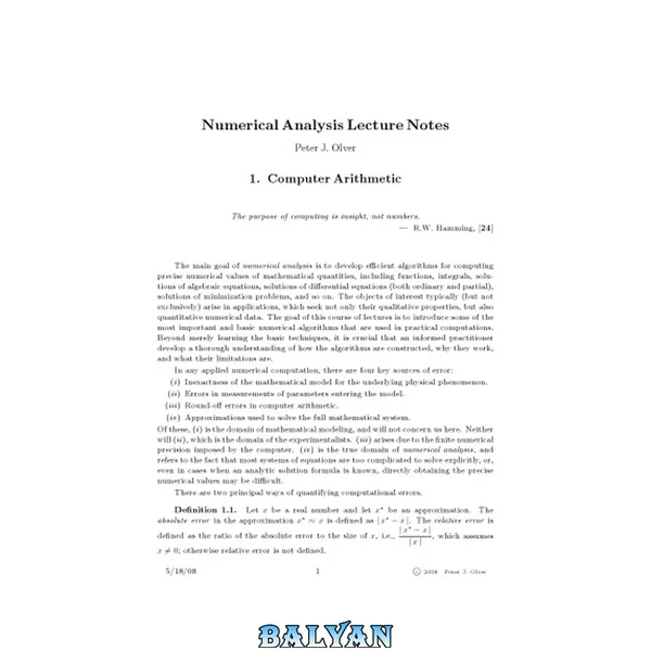 Lecture Notes on Numerical Analysis