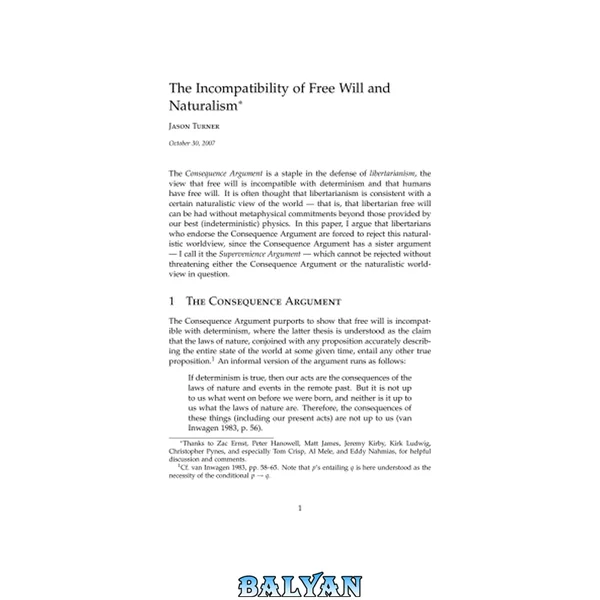 Incompatability of Free Will and Naturalism