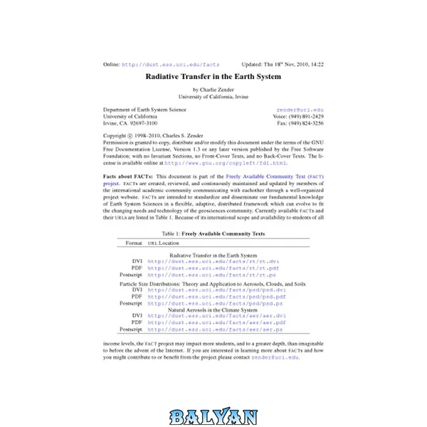 Radiative Transfer in the Earth System