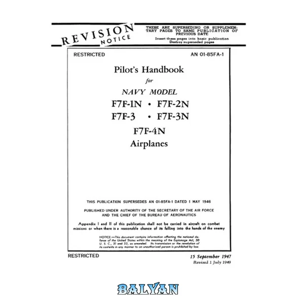Pilot's Handbook - Navy Model F7F-1N, 2N, 3, 3N, 4N [AN 01-85FA-1]