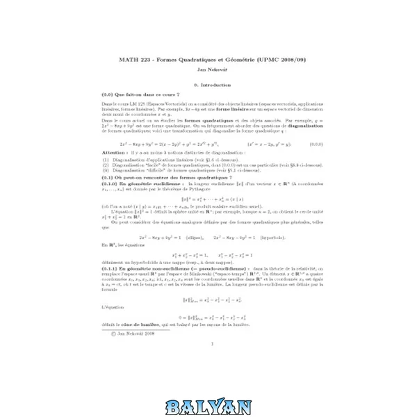 Formes Quadratiques et Géométrie [Lecture notes]