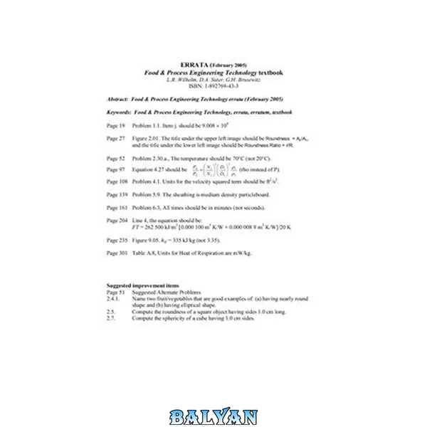 Food & Process Engineering Technology textbook