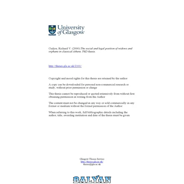 The social and legal position of widows and orphans in classical Athens (PhD thesis)