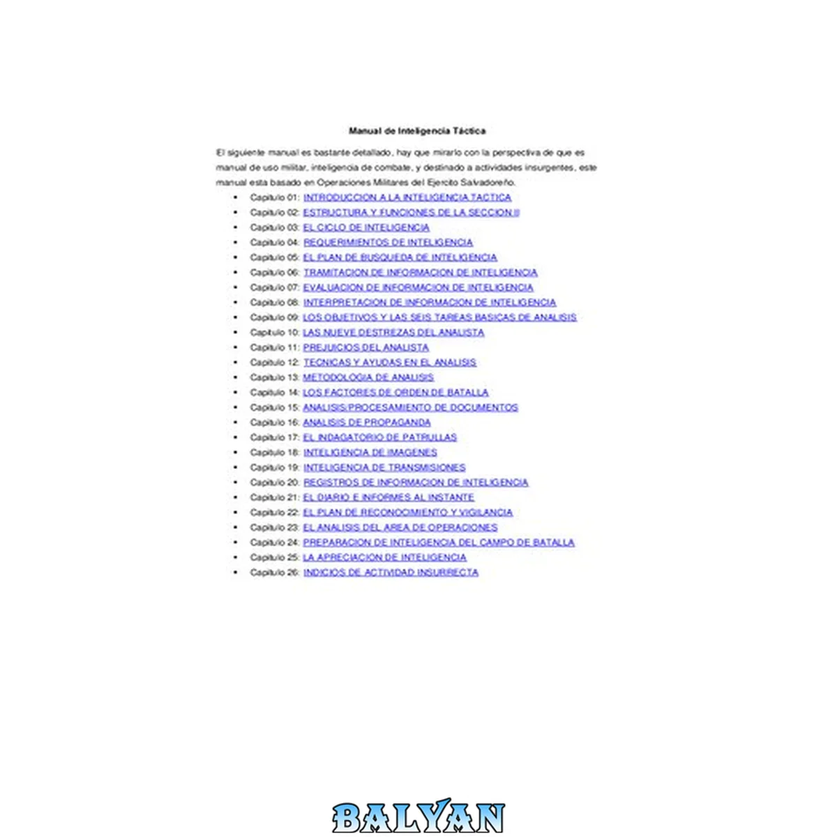 جلد کتاب Manual De Inteligencia Tactica Militar