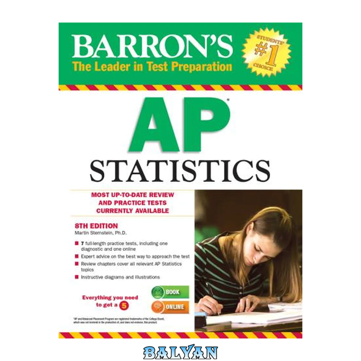 جلد کتاب Barron's AP Statistics, 8th Edition