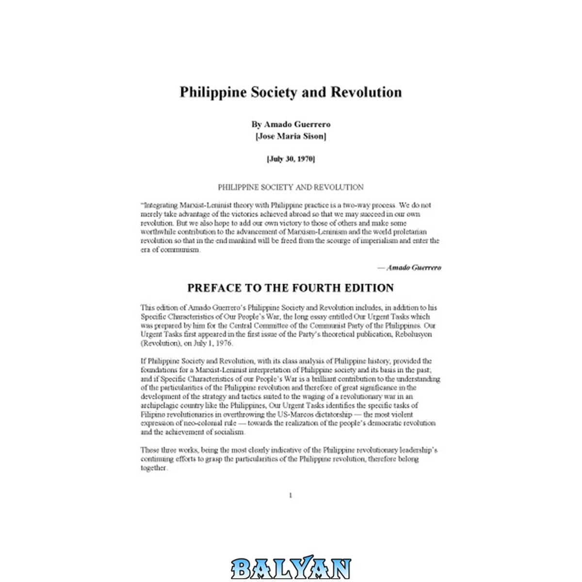 جلد کتاب Philippine Society and Revolution